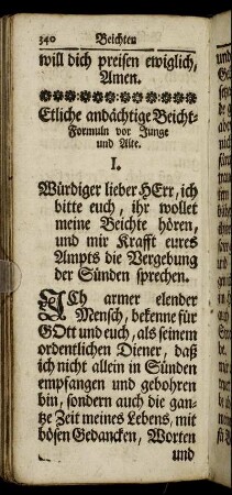 Etliche andächtige Beicht-Formuln vor Junge und Alte. - Abendsegen.