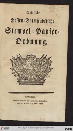 Fürstlich-Hessen-Darmstädtische Stempel-Papier-Ordnung