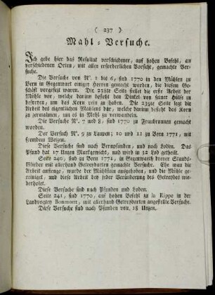 Mahl-Versuche