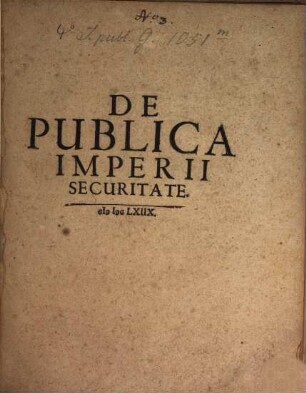 De publica Imperii securitate
