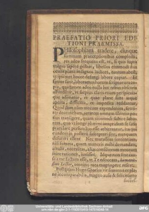 Praefatio Priori Editioni Praemissa.