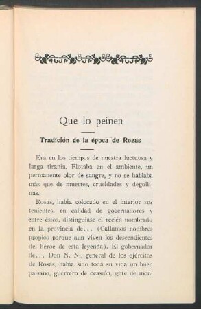 Que lo peinen : Tradición de la época de Rozas