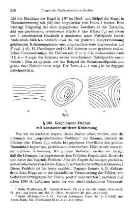 § 100. Geschlossene Flächen mit konstanter mittlerer Krümmung
