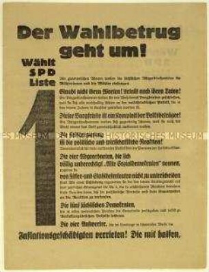 Aufruf der SPD zur sächsischen Landtagswahl 1929