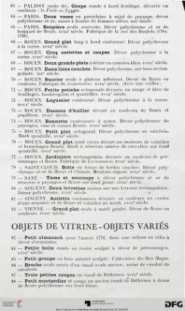 Objets de Vitrine – Objets Variés (Nr. 83-96)