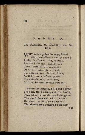 Fable IX. The Farmer, the Spaniel, and the Cat