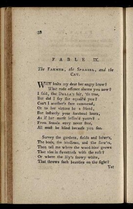 Fable IX. The Farmer, the Spaniel, and the Cat