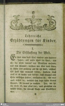 I. Die Erschaffung der Welt