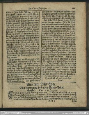 Am ersten Oster-Tage. Von Ausfegung des alten Sauer-Teigs. Epistel, 1. Cor. 5, v. 6 - 9