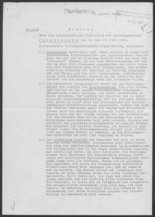 Jebenhausen: Visitationsbericht mit Pfarrbericht 1960