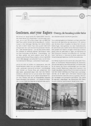 Gentlemen, start your Engines - Prototyp, die Sammlung mobiler Kultur