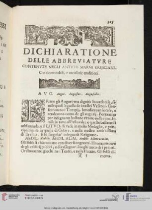 Dichiaratione delle Abbreviature