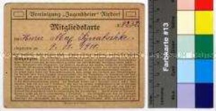 Mitgliedskarte der Vereinigung Jugendheim Rixdorf für Max Synatschke