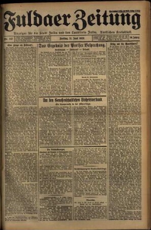 Ausgabe vom Freitag, den 21. Juni 1929.