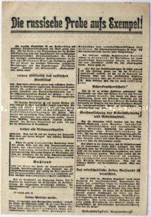 Revolutionskritisches Flugblatt zur Wahl der Nationalversammlung 1919