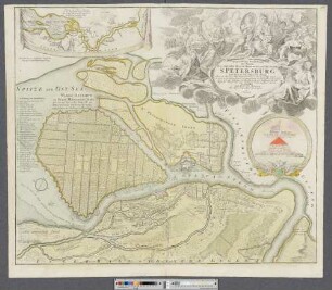 Topographische Vorstellung der Neuen Russischen Haupt- Residenz und See-Stadt St. Petersburg samt ihrer zu erst aufgerichten Vestung : welche von Ihro Czaar. Maj. Petro Alexiewitz aller Russen selbst Erhalter, etc. etc. etc. An. 1703 an der Spitze der Ost-See auf etlichen Insuln bey dem außflus des Neva Stroms erbaut, und zur Aufnahm der Handelschafft und Schiffarth für die Russische Nation mit einer mächtigen Flotte versehen worden.