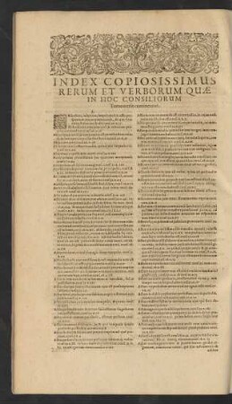 Index Copiosissimus Rerum Et Verborum Quae In Hoc Consiliorum Tomo tertio continentur.