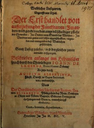 Weiblicher Lustgarten : begreifft vier Theil