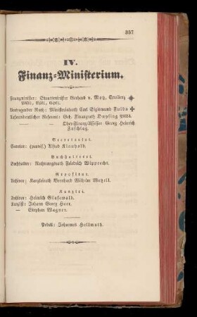 IV. Finanz=Ministerium.