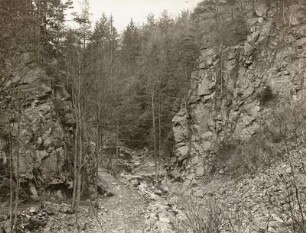 Mittelsächsisches Bergland. Rochsburg. Brausetal, Felsriegel. Blick abwärts