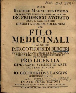 ... Dissertationem Solennem De Filo Medicinali