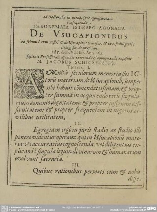 ad Doctoralia in utroque jure agonismata consequenda Theoremata Isthaec Agonalia De Usucapionibus ...