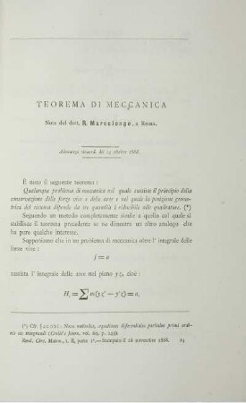 Teorema di meccanica.