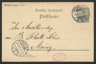 Brief an B. Schott's Söhne : 09.05.1901