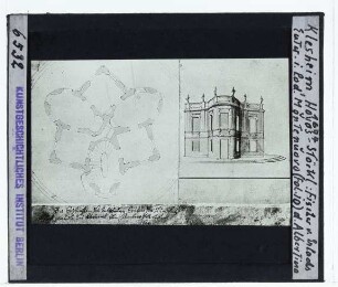 Salzburg, Schloss Kleßheim, Hoyos-Stöckl,Fischer von Erlach, Entwurf für Hoyos Stöckl (Zeichnung, Cod. Montenuovo fol. 10) (Wien Albertina 26392) : Grundriss, Aufriss
