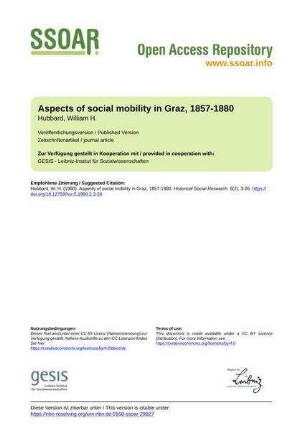 Aspects of social mobility in Graz, 1857-1880