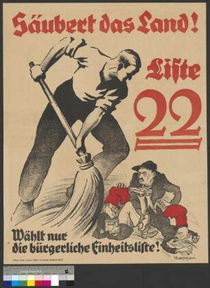 Wahlplakat der Bürgerlichen Einheitsliste (BEL) zur Landtagswahl am 14. September 1930