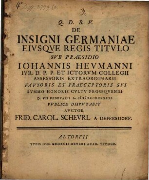 De insigni Germaniae, eiusque regis titulo