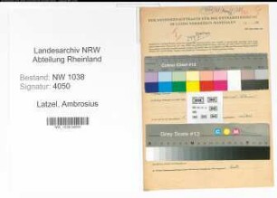 Entnazifizierung Ambrosius Latzel , geb. 08.10.1912 (Zollbeamter)