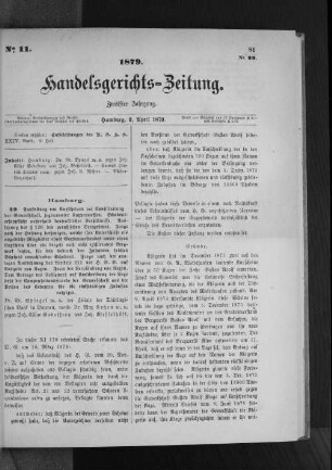 No 11. 1879. Handelsgerichts-Zeitung.