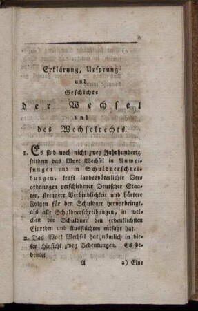 Erklärung, Ursprung und Geschichte Der Wechsel und des Wechselrechts.