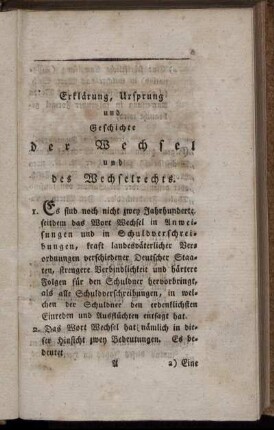 Erklärung, Ursprung und Geschichte Der Wechsel und des Wechselrechts.