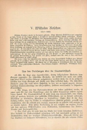 V. Wilhelm Roscher. (1817-1894)