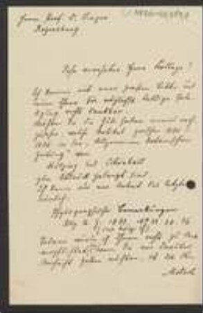 Brief von Gotthelf Leimbach an Jakob Singer