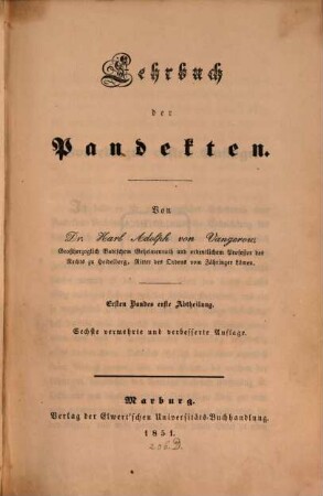 Lehrbuch der Pandekten, 1,1