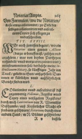 Von Formulen/ wie die Notarien ... Tit. XXVIII.