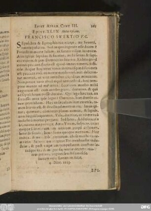 Epist. XLIX. Antverpiam. Francisco Swertio V. C.
