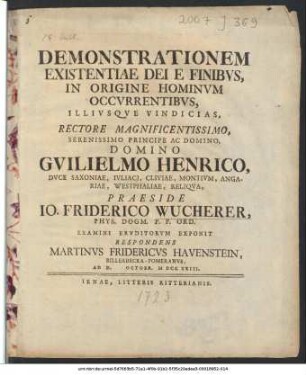 Demonstrationem Existentiae Dei E Finibvs, In Origine Hominvm Occvrrentibvs