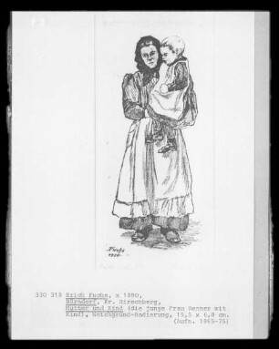 Mutter und Kind (die junge Frau Renner mit Kind; Bärndorf, Kreis Hirschberg/Schlesien)
