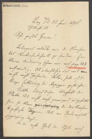 Brief an B. Schott's Söhne : 21.06.1898