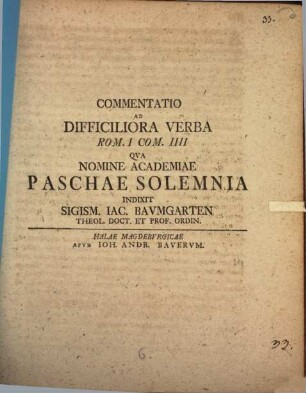Commentatio ad difficiliora verba Rom. I, 4