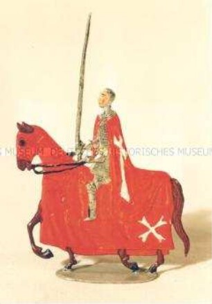 Zinnfiguren Festumzug "Tag der Deutschen Kunst": Reiter mit roten Schabracken und Templerkreuz