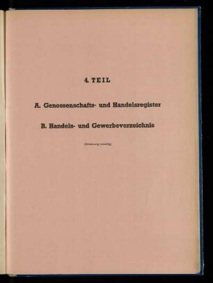 Genossenschafts- und Handelsregister, Handels- und Gewerbeverzeichnis