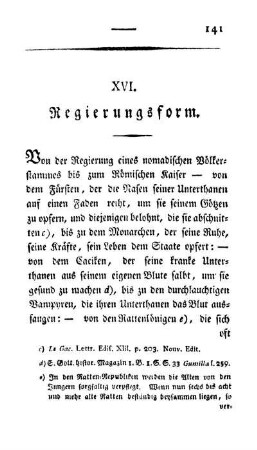 XVI. Regierungsform.