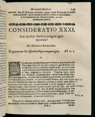 245-253, CONSIDERATIO XXXI. Cur Spiritus Sanctus in figura ignis apparuit?
