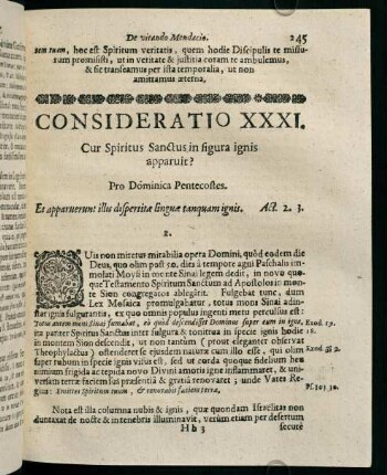 245-253, CONSIDERATIO XXXI. Cur Spiritus Sanctus in figura ignis apparuit?